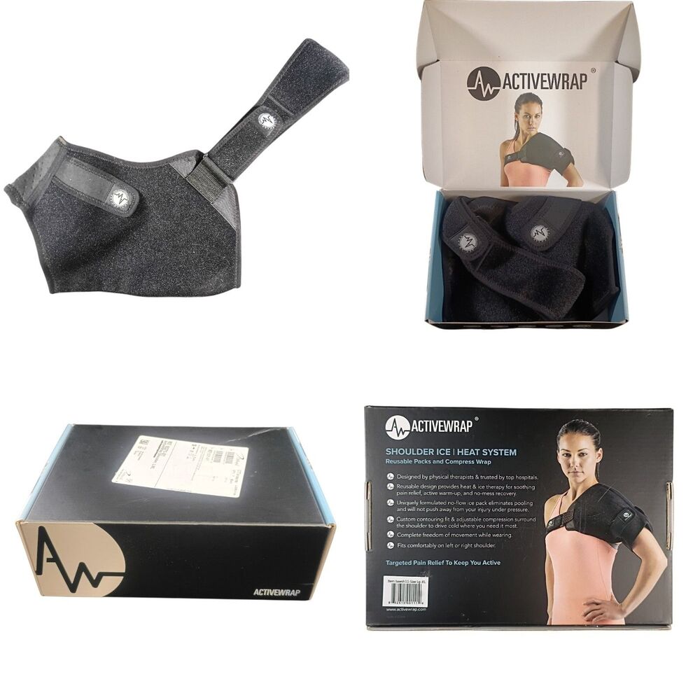 NIB ActiveWrap Adjustable Shoulder Brace for Stabilization, Black, L-XL, CE